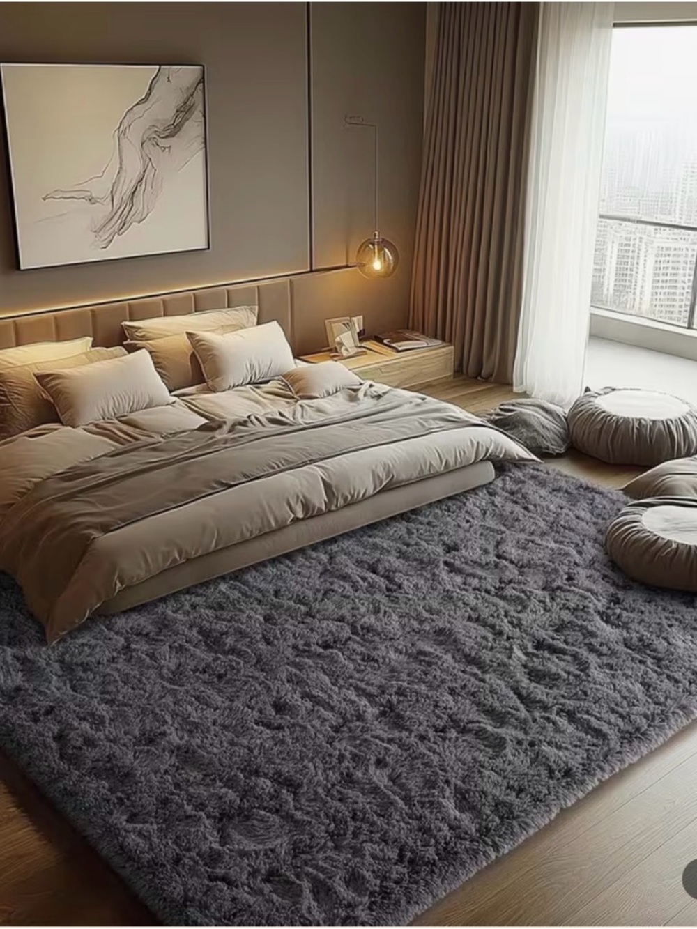 Plush Shag Area Rug in Gray - Cozy Home Accents Decor